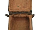 an old suitcase that is open on a white background