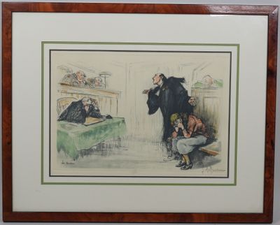 tableau représentant un homme en costume-cravate debout devant un autre homme en costume-cravate