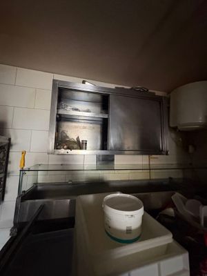 a bowl sitting on a counter in a kitchen