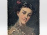 a painting of a woman with a flower in her hair