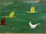 une image représentant un tableau avec des bateaux et un oiseau dans l'eau