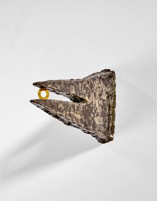 un morceau de bois sur lequel est fixé un anneau