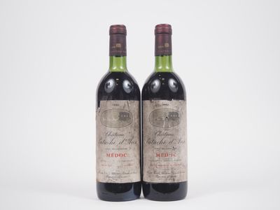 deux bouteilles de vin rouge posées l'une à côté de l'autre sur une surface blanche