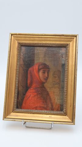 École française début 20ème « Portrait ». Huile sur carton toilé....