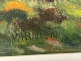an image of a painting of a person with an umbrella in a field