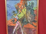 painting of a woman riding a horse with a man on a horse