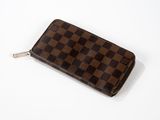 Portefeuille à fermeture éclair Louis Vuitton en toile Damier