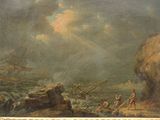 an image of a painting of a ship in the ocean