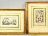 deux reproductions encadrées représentant un homme et une femme dans un paysage