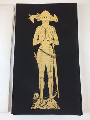 une image représentant un livre sur lequel figure une femme tenant une épée