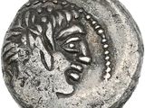 une pièce d'argent sur laquelle figure une tête de femme