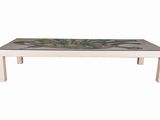 une image d'une table basse avec un plateau en verre