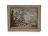 peinture représentant un paysage avec un château au loin
