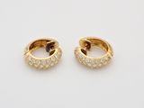 a pair of gold and diamond hoop earrings