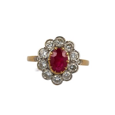 an antique ruby and diamond cluster ring