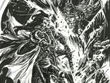 un dessin en noir et blanc représentant un démon attaquant un autre démon