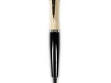 a close up of a pen on a white surface with a white background