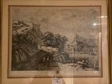 framed picture of a landscape with a castle in the background