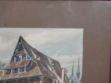 a picture of a painting of a house on the street