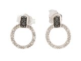 une paire de boucles d'oreilles en diamant noir et blanc sur fond blanc