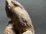 an image of a statue of a bird on a rock