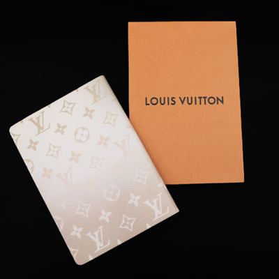 louis vuitton passport cover in white and orange