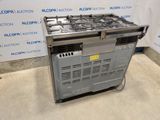 an image of a kitchen stove sitting on top of a metal cart