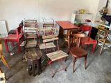 many chairs and tables in a room with a lot of them