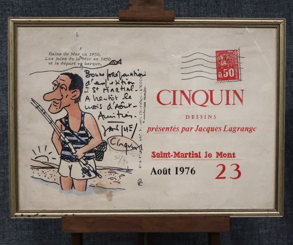 Fiche d’exposition de Jacques CINQUIN de ses dessins Août 1976 pr...