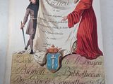 an old book with a picture of a man holding a flag