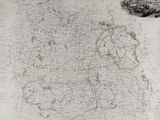 an old map of the country of england with a picture of a castle in the background