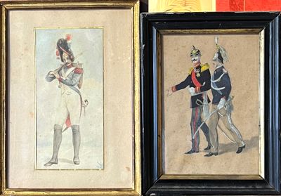 Ecole fin XIXe siècle. Soldats.