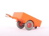an orange toy truck with a trailer attached to it