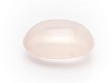 an oval rose quartz stone on a white background