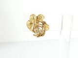 yellow gold plated flower earrings with clear crystal stones