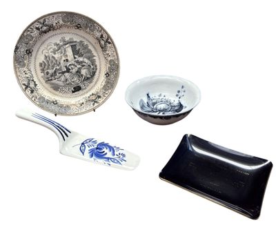 a plate, a bowl, and a fork sitting on a table