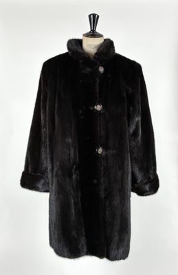 YVES SAINT LAURENT Veste en fourrure vison marron