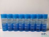 six flacons transparents de déodorant Urage posés sur une table
