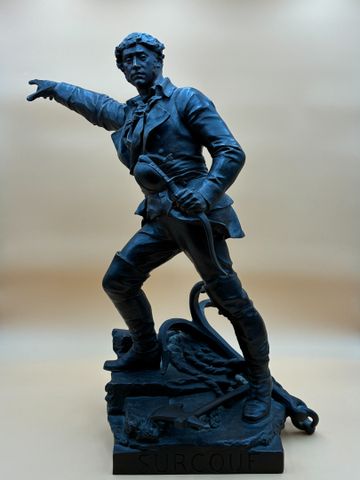 D’après CARAVANNIEZ (1855-1917). « Surcouf ». Bronze à patine bru