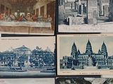 many different pictures of a building in the middle of the picture