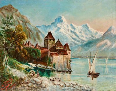 L. DARS GAUZE (XX-XXIe) Château de Chilon d'après Gustave CO…