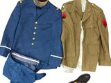 a uniform and a pair of shoes sitting next to each other
