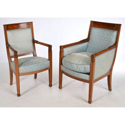 pair of early 20th century french armchairs with upholstered cushions
