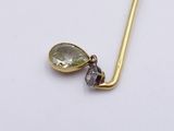 gold plated necklace with a tear shaped green amethorate and a diamond