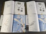 four pages of a book with drawings of people on them