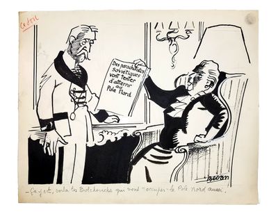 an old cartoon drawing of a man sitting in a chair next to a woman