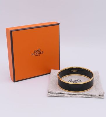 Hermès - Jonc - Plaqué Or - Motif Chevron - Noir - GM - Aust… - Photo 1