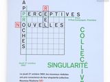 affiche représentant des mots croisés avec les mots « perceptions nouvelles » et « singularités »