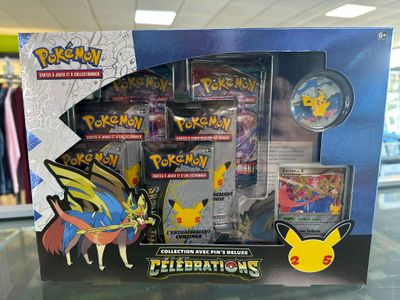 vitrine du jeu de cartes à collectionner Pokémon avec une figurine de Pikachu
