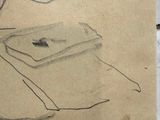 a drawing of a person laying on a bed with a book